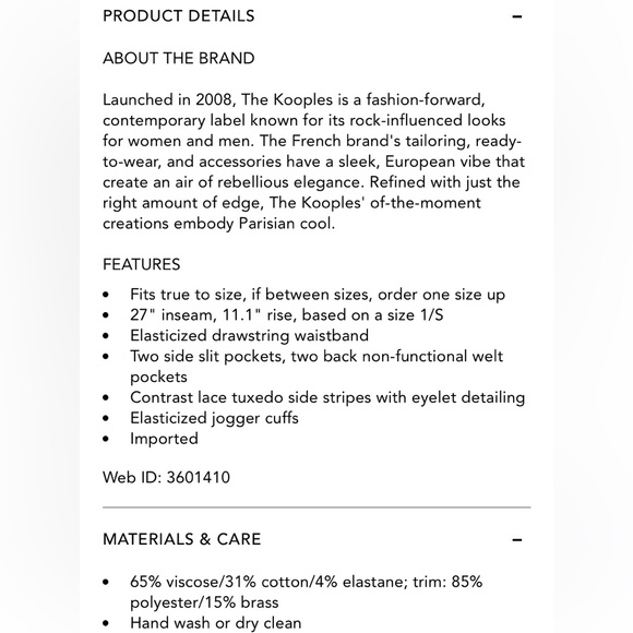 The Kooples Sport Grommet Eyelet Crochet Lace Jogger Pants - Picture 6 of 8